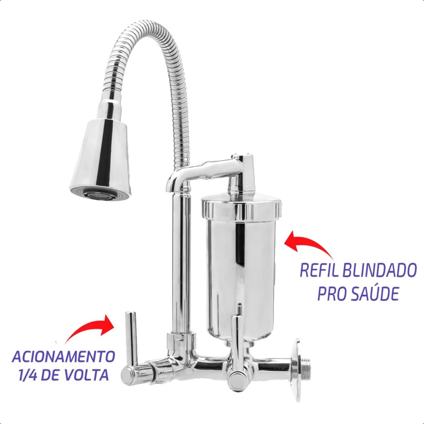 Torneira Flexivel Com Filtro Gourmet Parede Cone Abs - Imagem 4